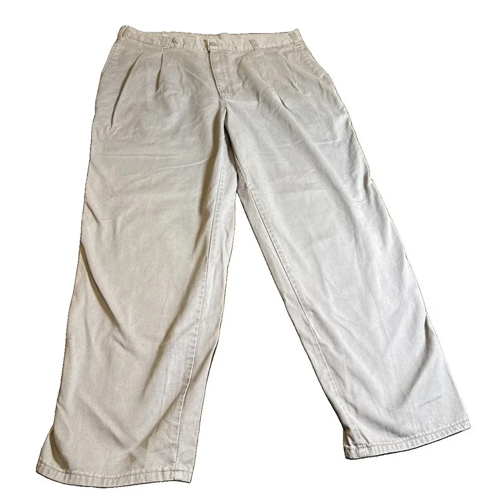 VTG 90s Dockers Mens 38x30 Gray Pleated Front Chino Pants USA Made